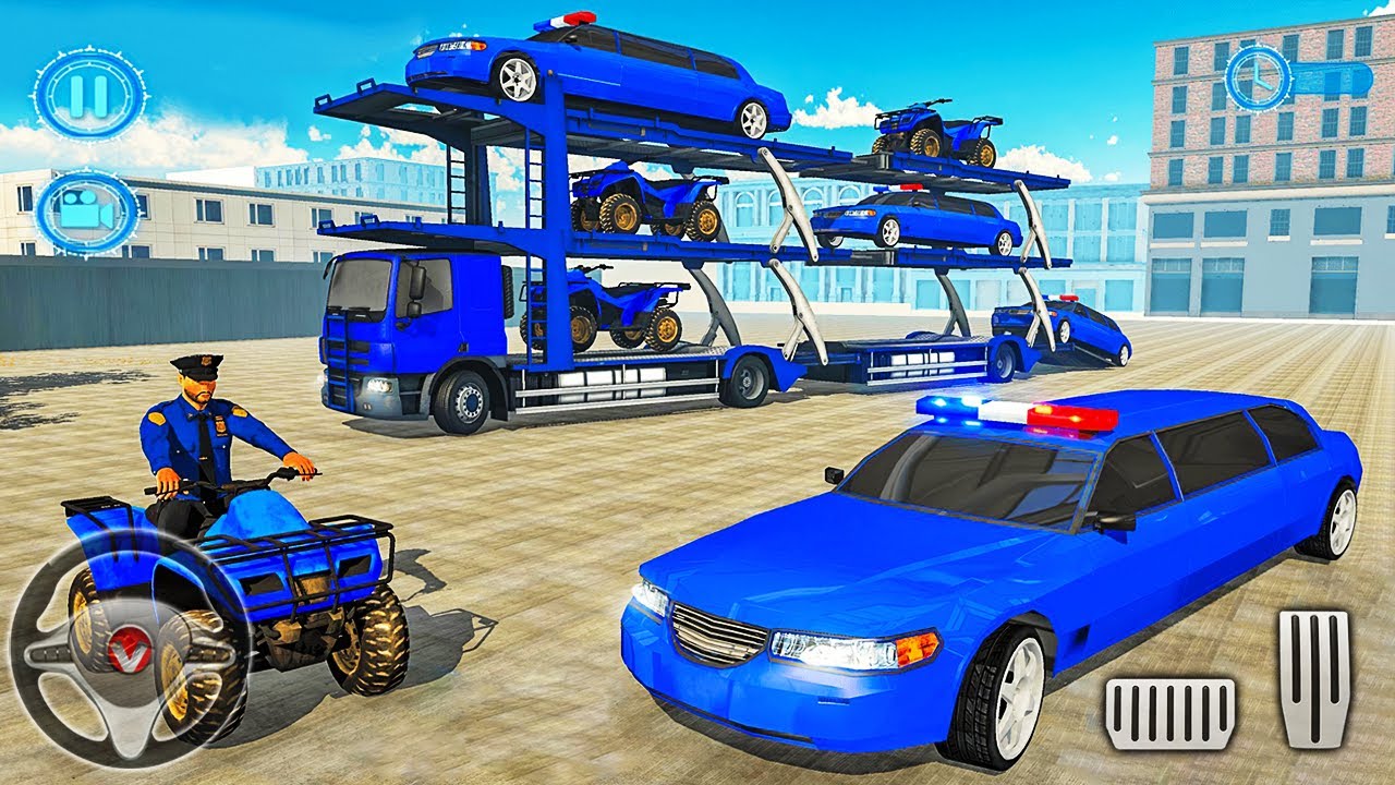 US Police limousine Car Quad Bike Transporter 3D - Android Gameplay