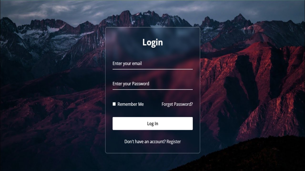 Glassmorphism Login Page Design using HTML & CSS | Transparent Login Form UI Tutorial 2025