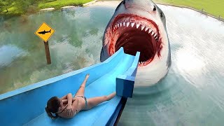 this SHARK water slide will give you nightmares...
