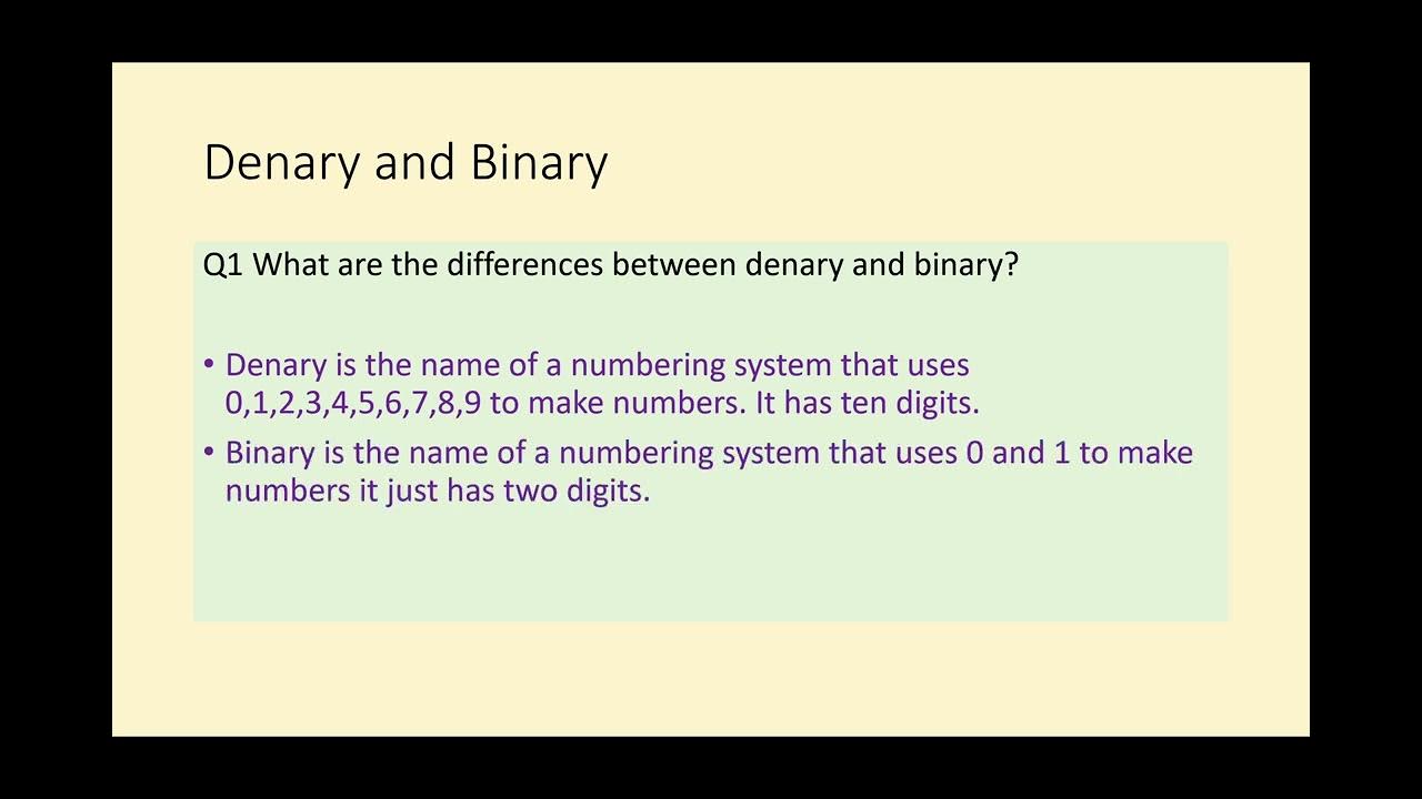 Q1 ks3 computer science number systems denary and binary youtube