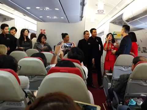 Air Asia X Cabin Crew - Incheon to KL - Freeze Game - YouTube