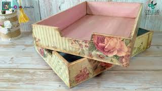 VINTAGE TRAYS: DECOUPAGE with rice paper and crayons. Decoupage tutorial for beginners