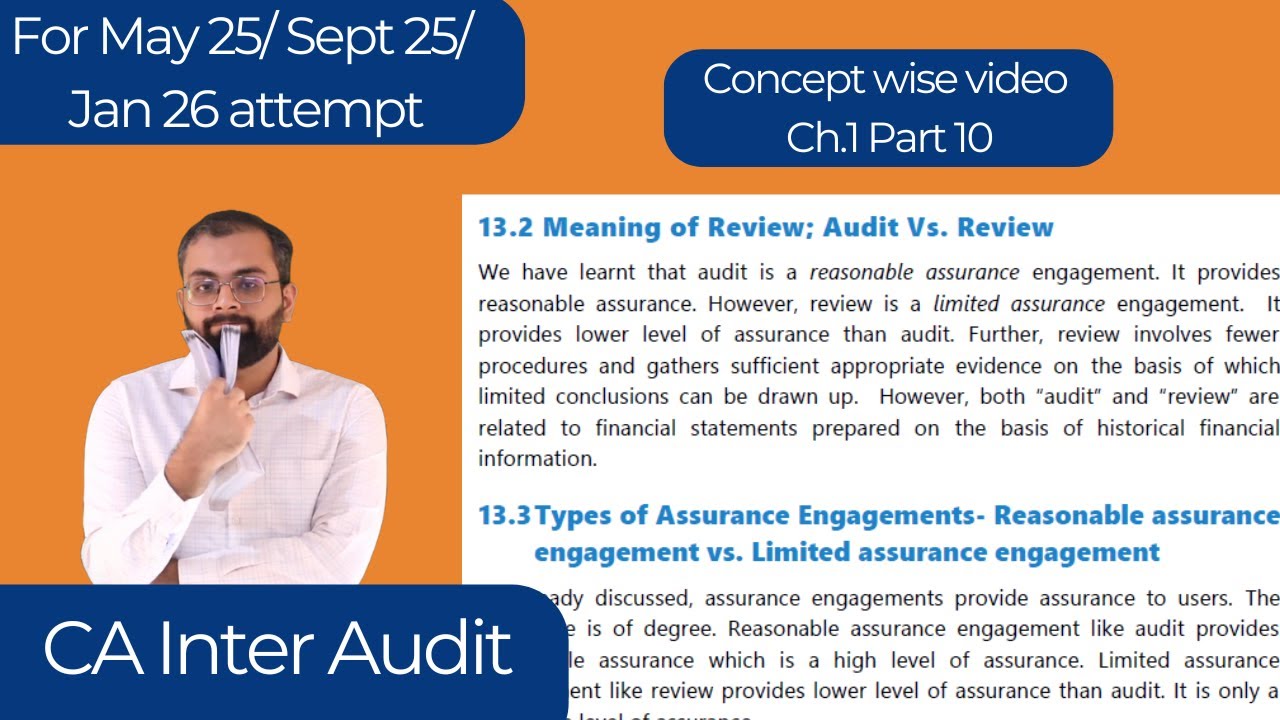 Types of Assurance Engagements | CA Inter Audit | Ch. 1 Part 10 | May ...