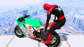 GTA 5 Spiderman Bike Stunts #6 (Spider-Man Jumps Fails Gameplay)