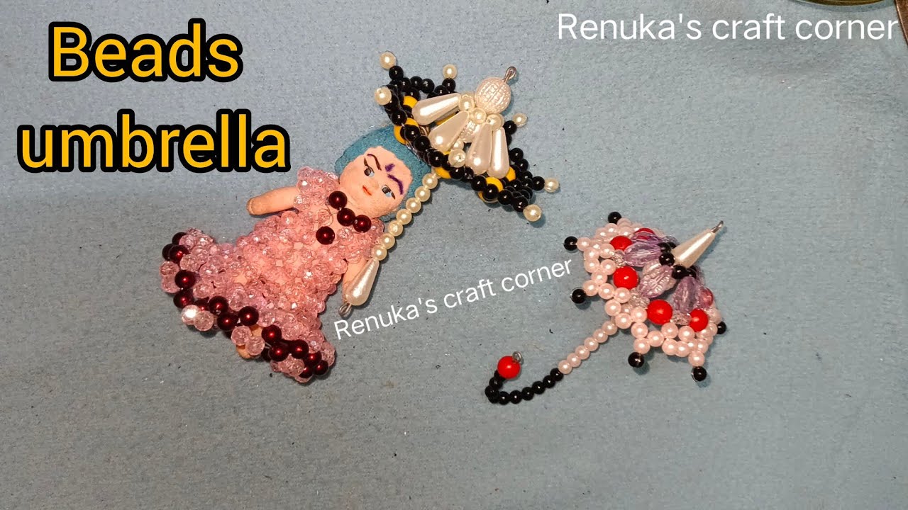 பாசியில் குடை எப்படி செய்வது how to make beaded umbrella🏖️ tutorial #diy #beadwork  #making #craft 