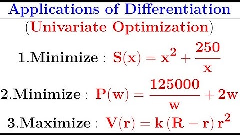 Application of differentiation in Univariate Optimization problems.