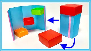 折り紙 箱 作り方 ㉛【３段ボックス折り畳み収納！】ふた付き
