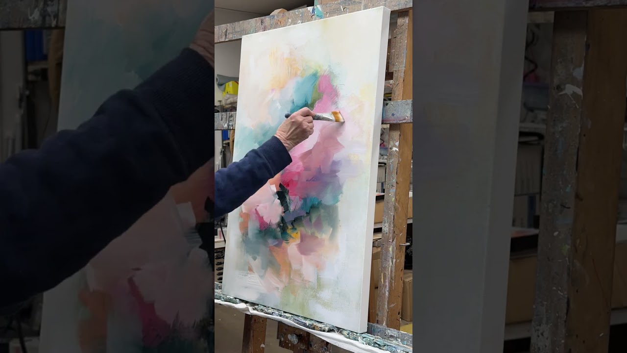 All these colors make me happy.an abstract paining in progress, shorts. #painting #paintbrush