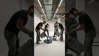 CONTEMPORARY ART STUDIO WITH NEON SMOKE EPOXY FLOOR #resinart #epoxy #ai #craftsmanship #imagination