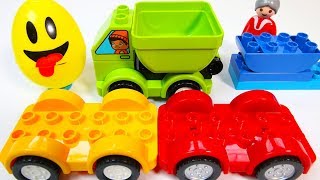 Building Duplo Toy Vehicles and Opening Surprise Eggs - Bus, Dump Truck, Helicopter, Ca