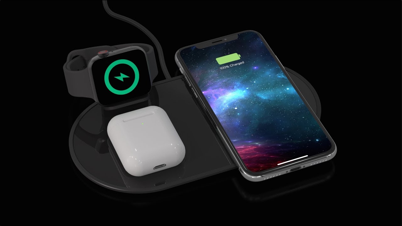 mophie 3-in-1 wireless charging pad for Apple iPhone, Watch & AirPods -  YouTube
