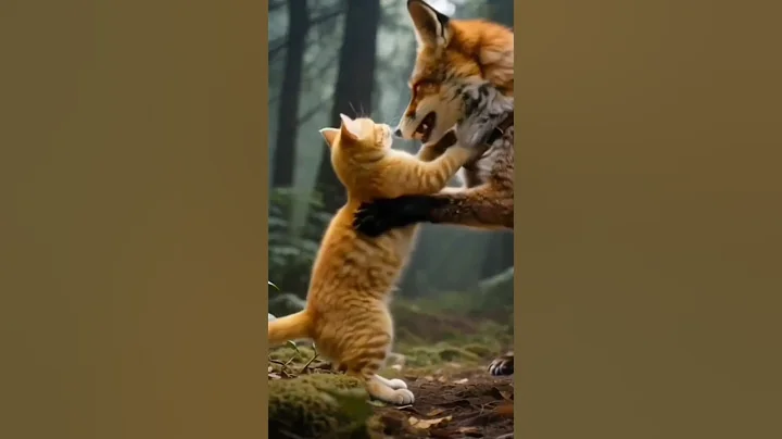 Watch the video about 🐱⚔️ Wild Cat vs Fierce Fox | Epic Forest Battle 🌲🔥#shorts