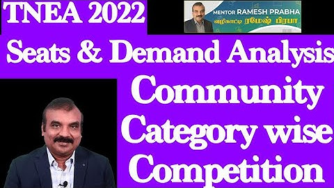Seats & Demand Analysis TNEA 2022 | Community Category wise Competition | Mentor Ramesh Prabha