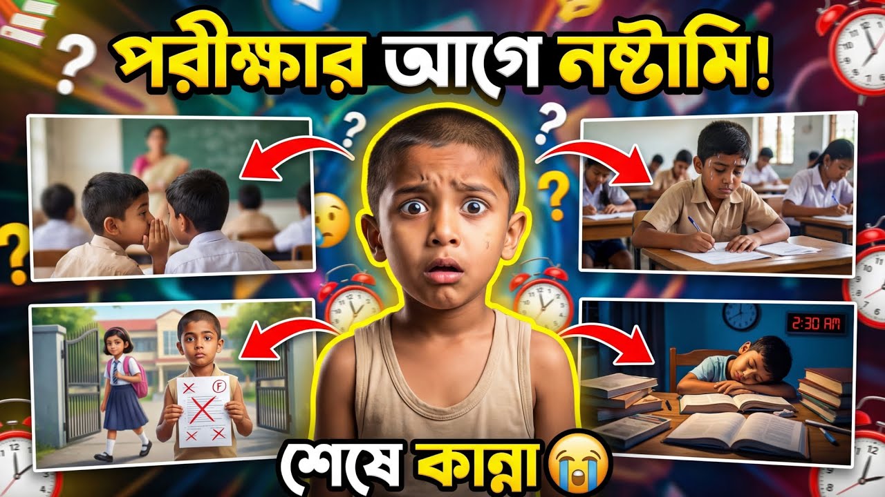বাচ্চার এক্সাম স্ট্রেস 🤯 | মা–স্যার–ফেইল ভয় | Baby Exam Comedy Bangla