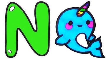 Letter N, learn letters and alphabet, educational drawing