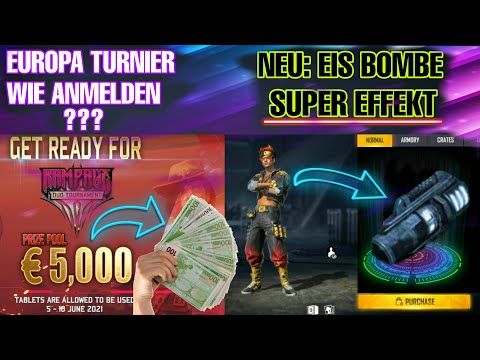 EUROPA TURNIER ANMELDEN!RAMPAGE TOURNAMENT 5000 €!NEUE WAFFE!GRATIS WAFFE!FREE FIRE DEUTSCH!EUROPA!