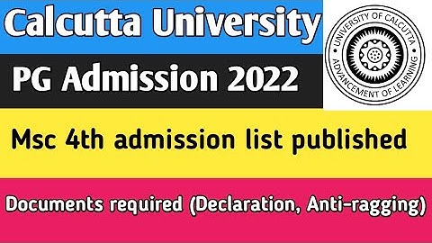 Calcutta University Msc 4th Admission List published|Documents Upload full Process|PG Admission 2022