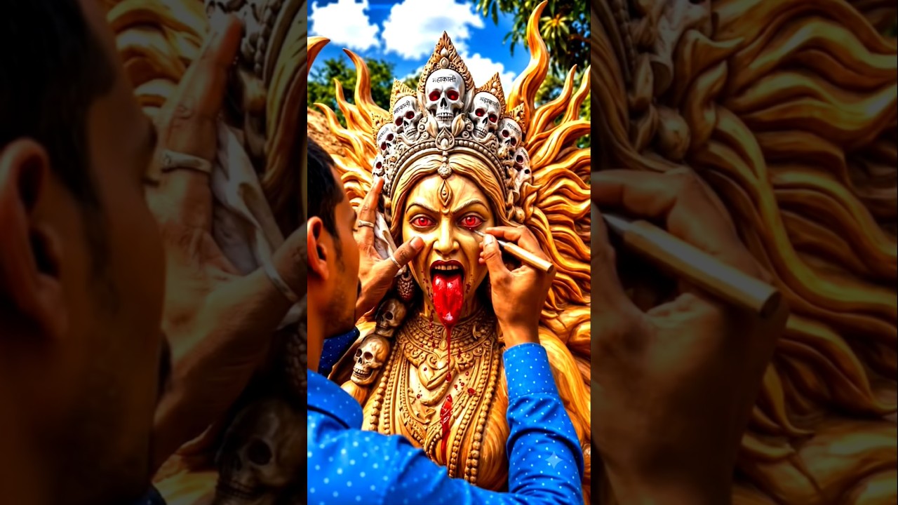 😱 लकड़ी से बनाई काली माता 🙏#woodworking #woodcarving  #kali #kalipuja #motivation #bhakti #shorts