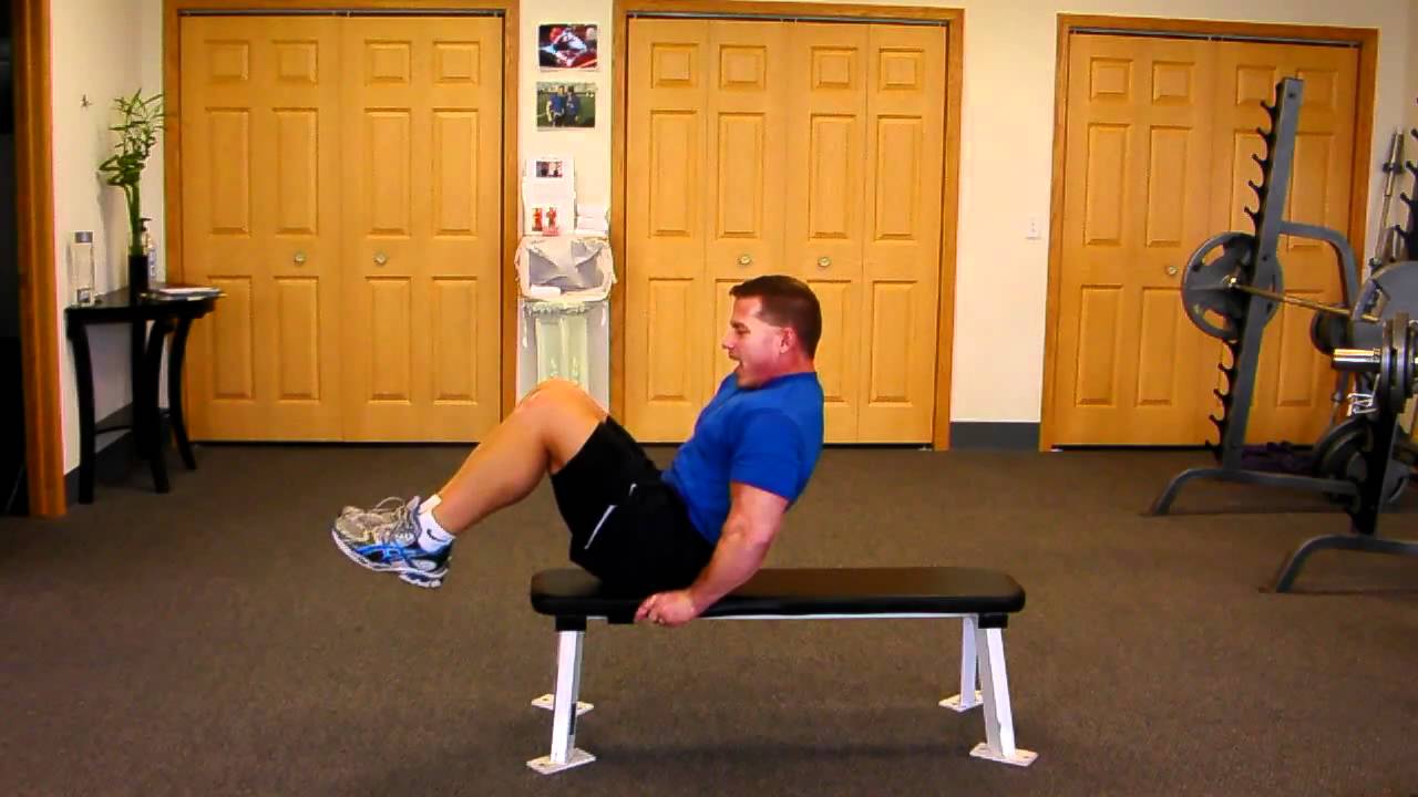 On Bench Knee Curl Up For Six Pack Abs Toned Stomach Youtube