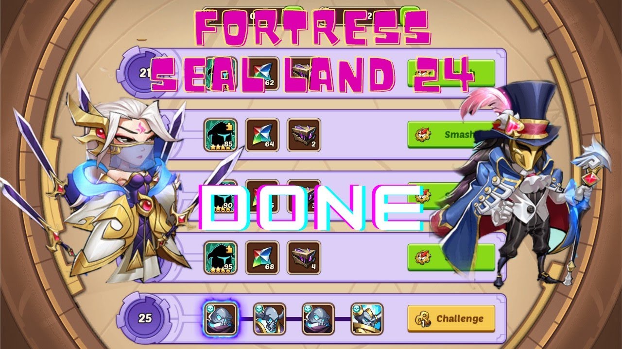IDLE HEROES FORTRESS SEAL LAND 24 FINALLY DONE YouTube