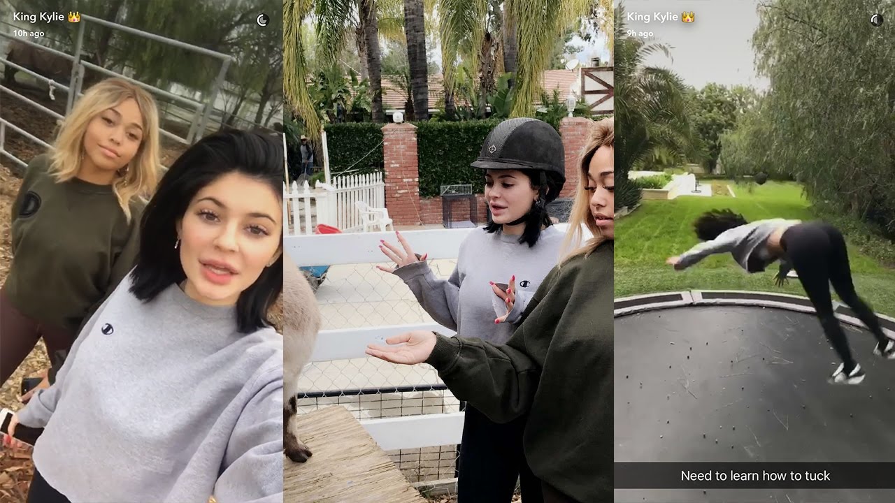 Kylie Jenner visiting her farm and doing flips on a trampoline - YouTube