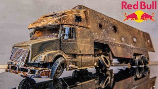 Volvo VNL780  Restoration Abandoned Semi trailer Red Bull truck