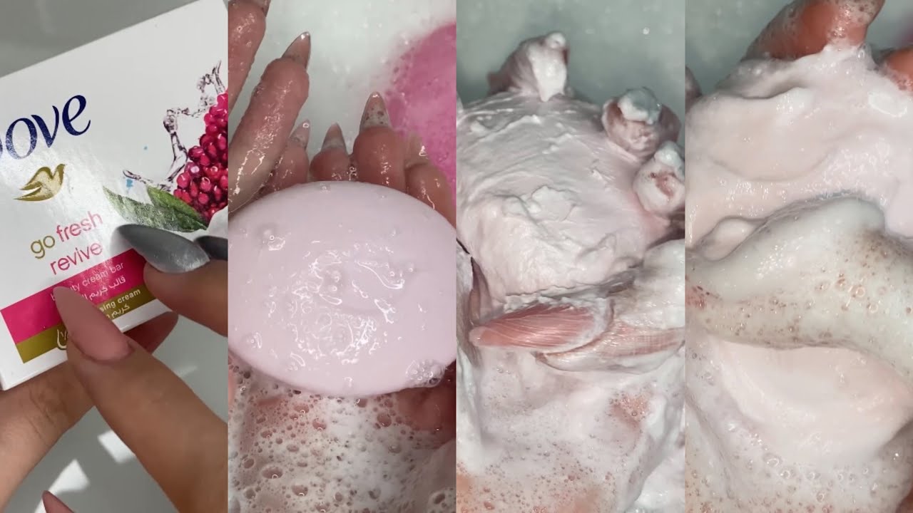 DOVE SOAP BAR WASHING AND SOAKED/ASMR/АСМР/Мыло Dove с гранатом мыление и размокшее