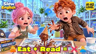 Can You Eat and Read at the Same Time? Alex Learned the Hard Way 📚 | Slow English (A1-A2) screenshot 4
