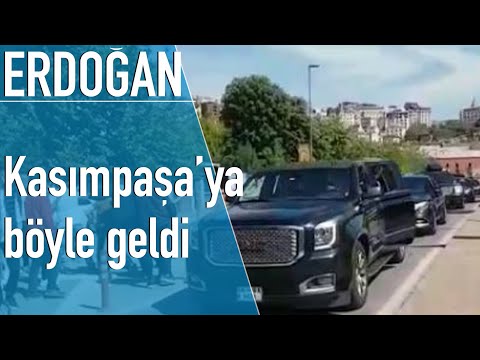 Erdoğan ve Cumhurbaşkanlığı konvoyu Kasımpaşa'da