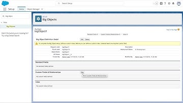 Big Objects Setup UI Enhancements