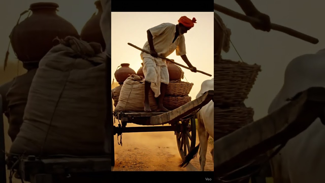 Indian Farmer with Cow Cart | Ultra-Realistic AI Documentary Scene