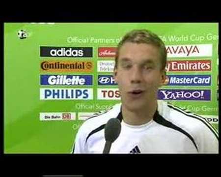 Interview mit Lukas Podolski nach dem Spiel gegen Schweden.