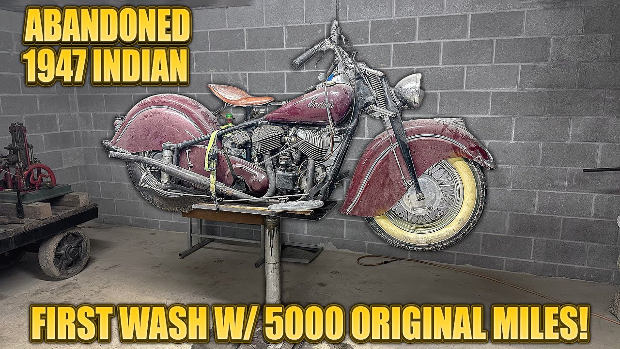 5000 Original Miles: ABANDONED 1947 Indian Motorcycle