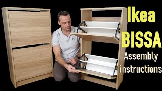 Ikea BISSA Shoe cabinet with 2 compartments Assembly Instructions. Step-by-Step Guide.