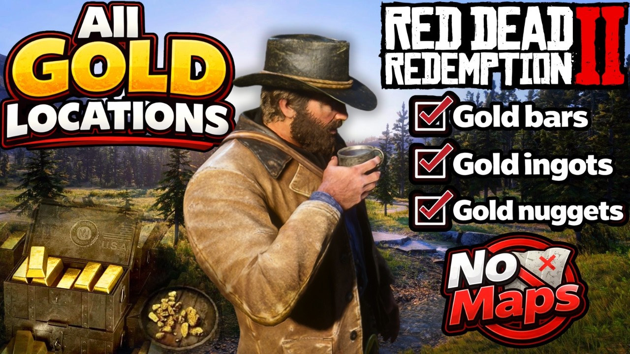 EVERY Open World Gold Bar & Gold Nugget Location in RDR2 - YouTube