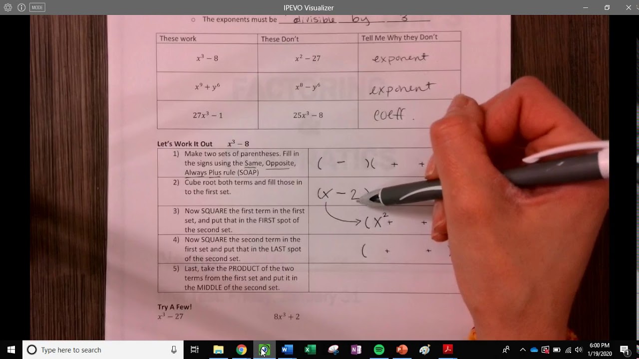 Sum/Difference Between Cubes- Alg 2 - YouTube