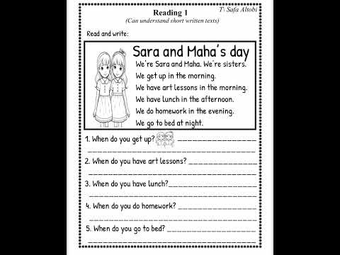 الصف الرابع اختبار فهم المقروء اللغة الانجليزية