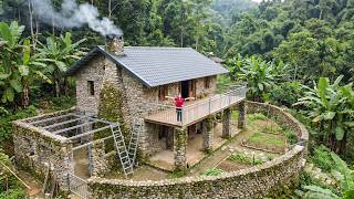 [TIMELAPSE] 45 Days Alone Build Stone House With Chimney-Fireplace, from Start To Finish