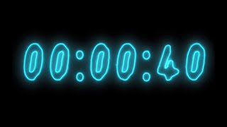 Light blue neon timer 40 seconds (countdown)