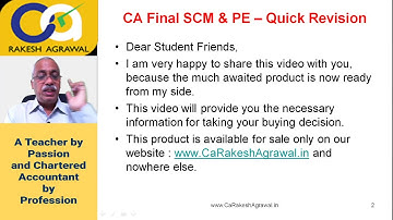 Product Details of SCM&PE - Quick Revision Batch by CA Rakesh Agrawal