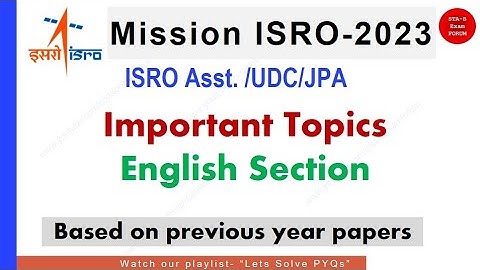 Important Topics in English Section | ISRO Assistant UDC JPA 2023