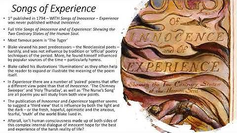 Blake Songs of Experience - An Introduction