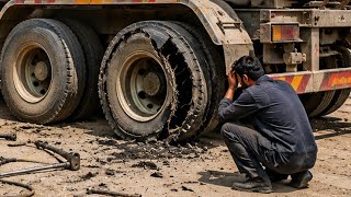  👉Tanker Tire Explodes on the Road — Incredible Damage…