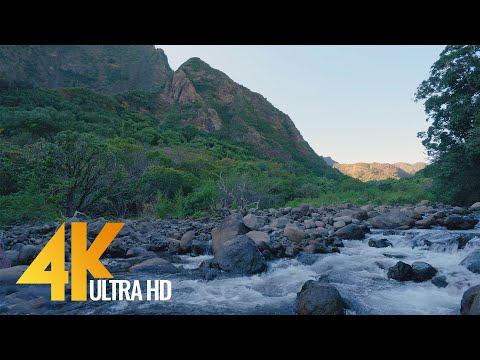 3-hours-hawaiian-mountain-stream---4k-relaxing-nature-video---iao-valley-state-park---maui,-hawaii