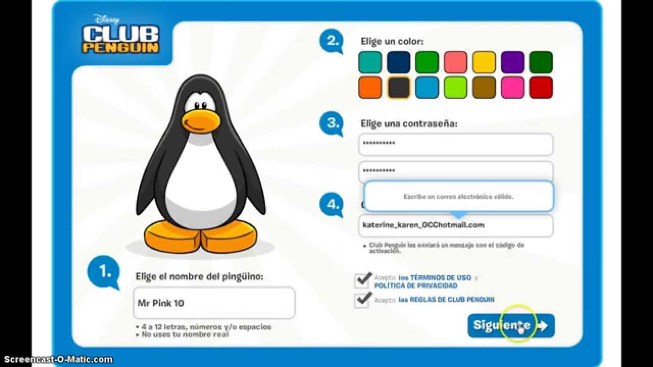 Como crear una cuenta en Club Penguin 2014 - YouTube