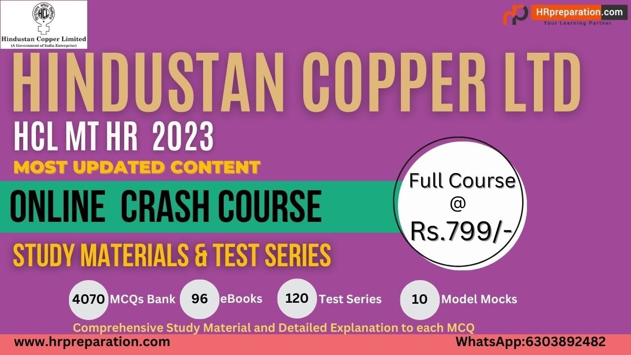 Hindustan Copper Limited (HCL) MT HR 2023 Online Course Details YouTube