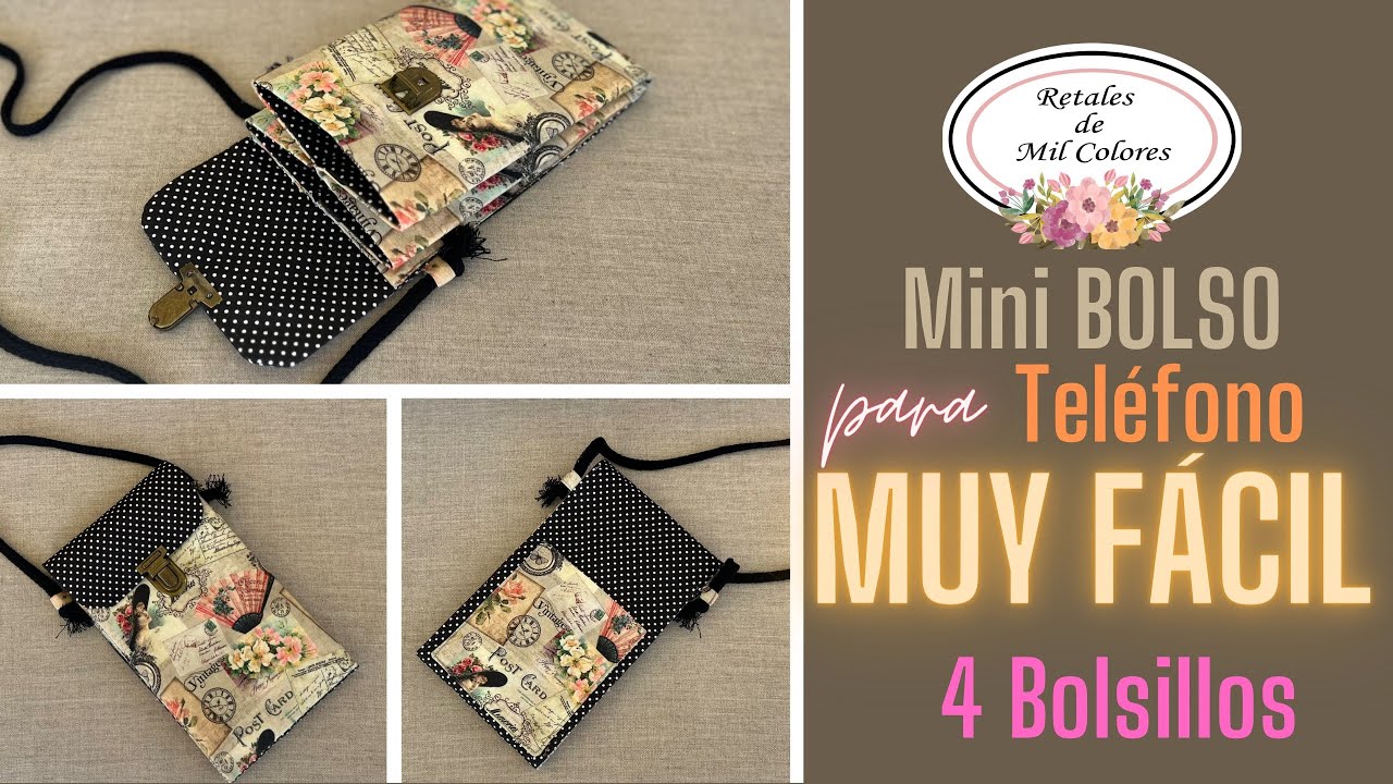 DIY tutorial como hacer mini bolso para móvil 