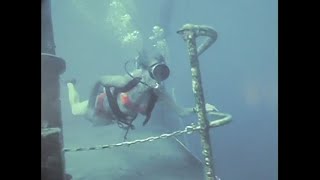 Vintage Scuba Diving Woman Explores Wreck 1970S