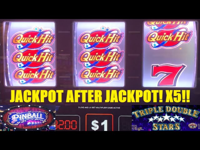 5 JACKPOTS! Huge Wins on Quick Hit Triple Double Action Slot machine! One of my best sessions EVER! class=