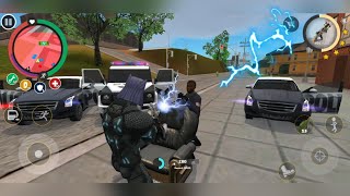 Rope Hero Vice Town - (Rope Hero with Panther Helmet)Electric Gun Shock Police Car Robot screenshot 3
